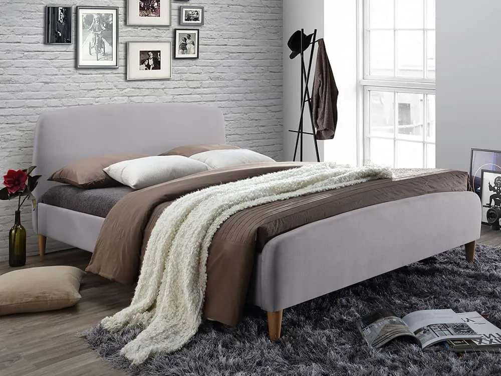 Time Living Time Living Geneva 5ft King Size Light Grey Fabric Bed Frame