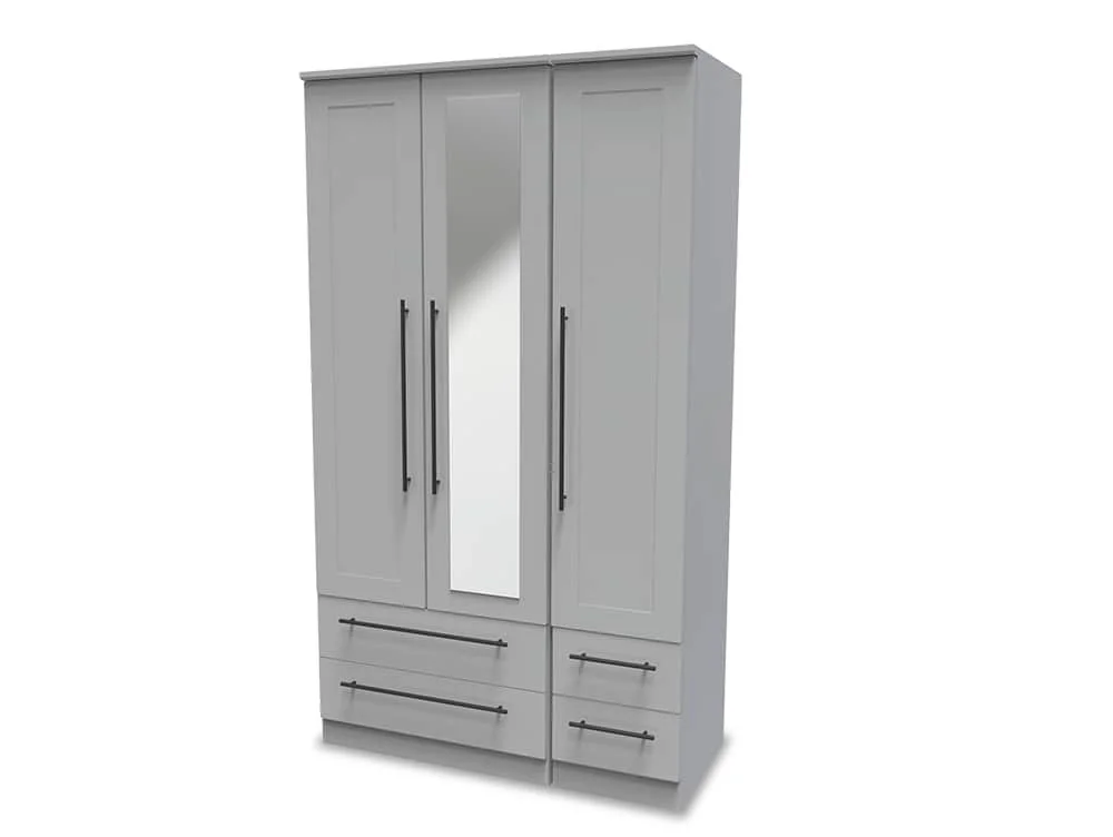 Welcome Welcome Beverley 3 Door 4 Drawer Tall Mirrored Triple Wardrobe (Assembled)