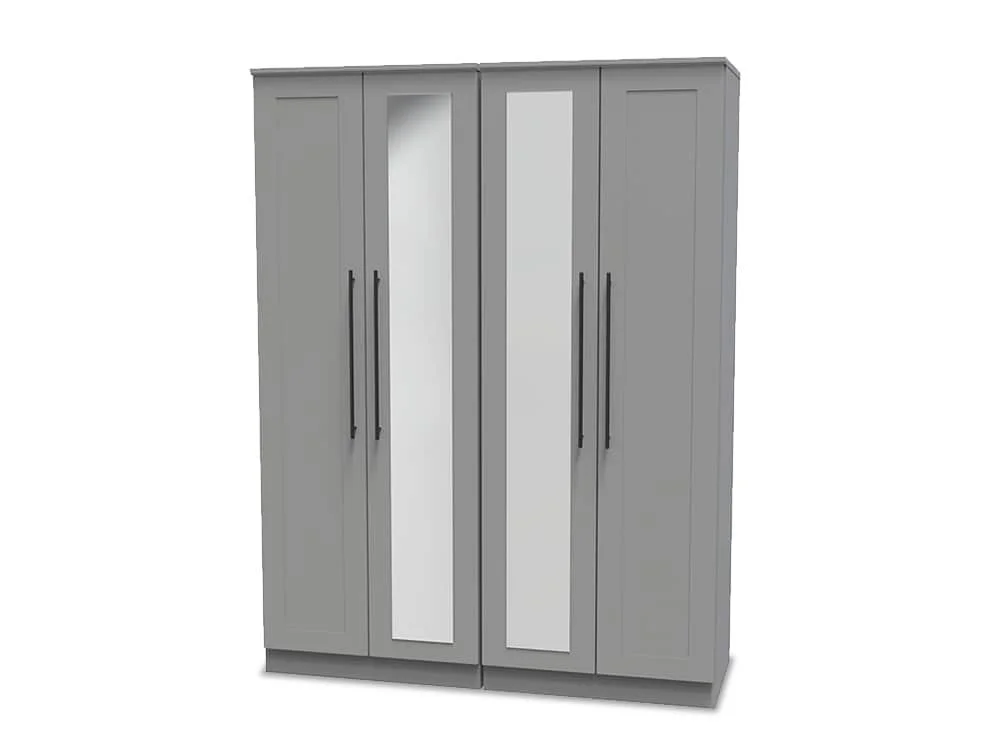 Welcome Welcome Beverley 4 Door Tall Mirrored Wardrobe (Assembled)