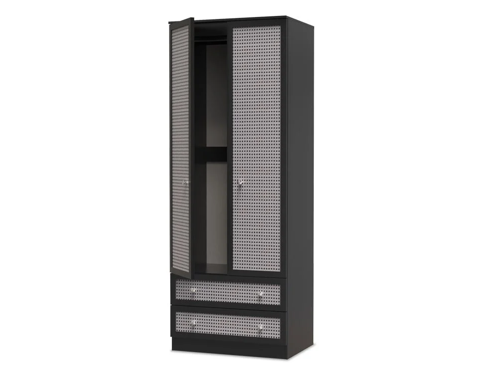 Welcome Welcome Rattan Look 2 Door 2 Drawer Tall Double Wardrobe (Assembled)