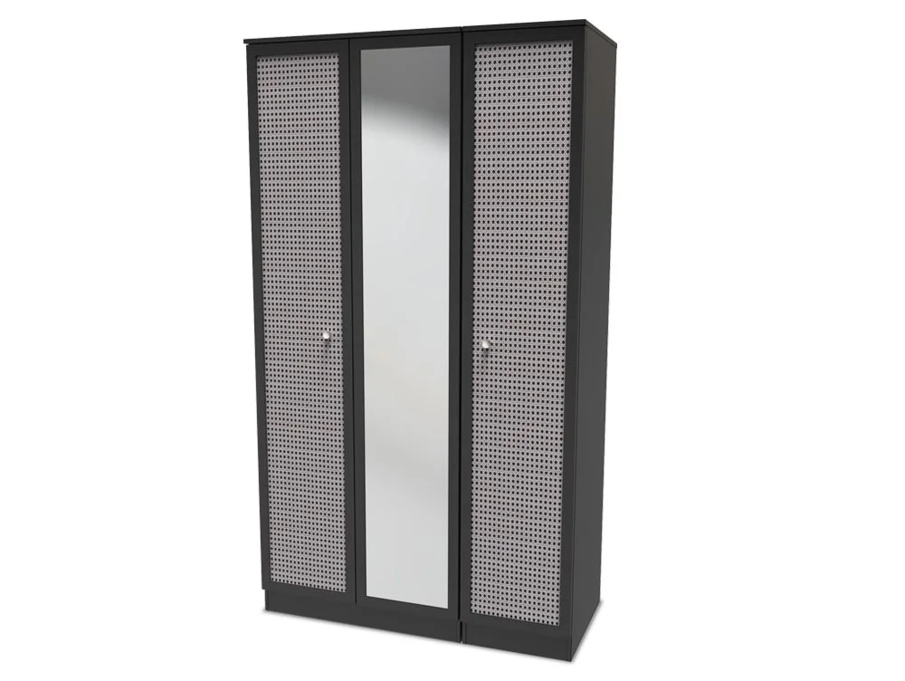 Welcome Welcome Rattan Look 3 Door Mirrored Triple Wardrobe (Assembled)