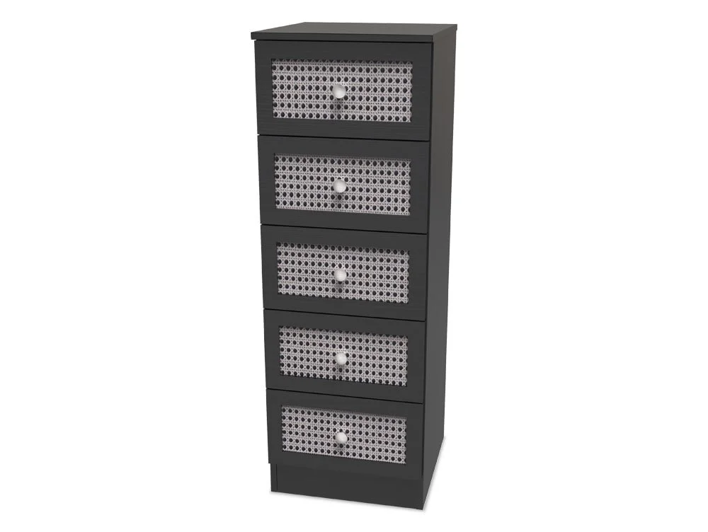 Welcome Welcome Rattan Look 5 Drawer Tall Narrow Chest of Drawers (Assembled)