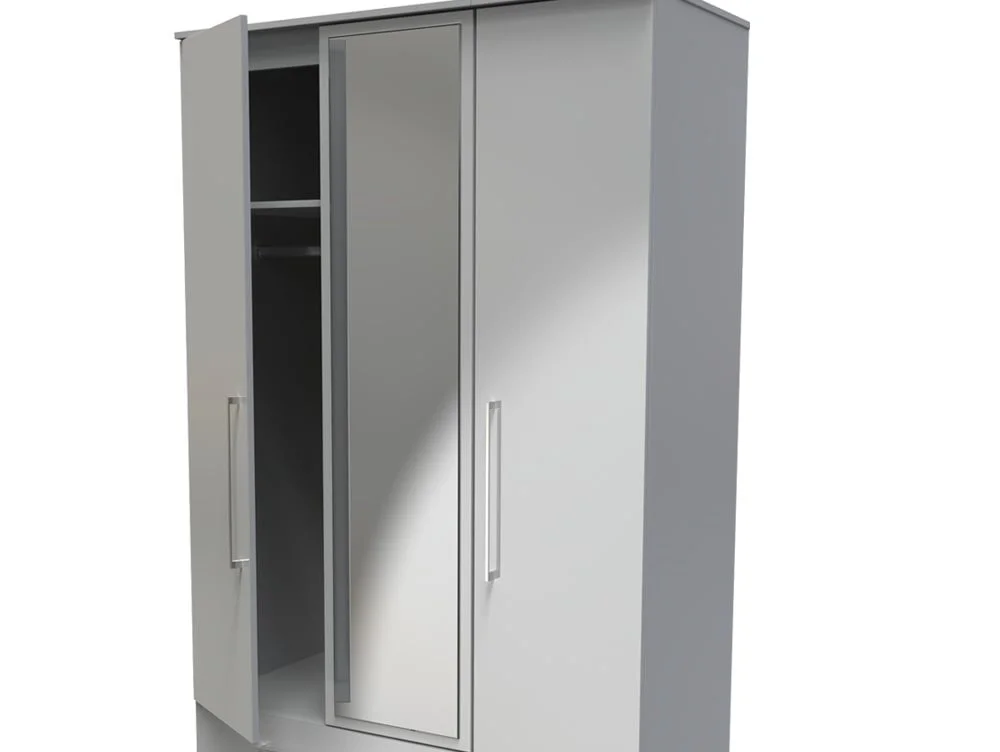 Welcome Welcome Worcester 3 Door 2 Drawer Tall Mirrored Triple Wardrobe (Assembled)