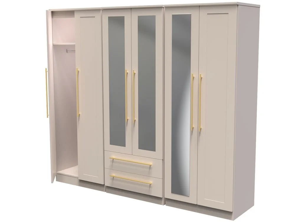 Welcome Welcome Haworth 6 Door 2 Drawer Tall Mirrored Wardrobe (Assembled)