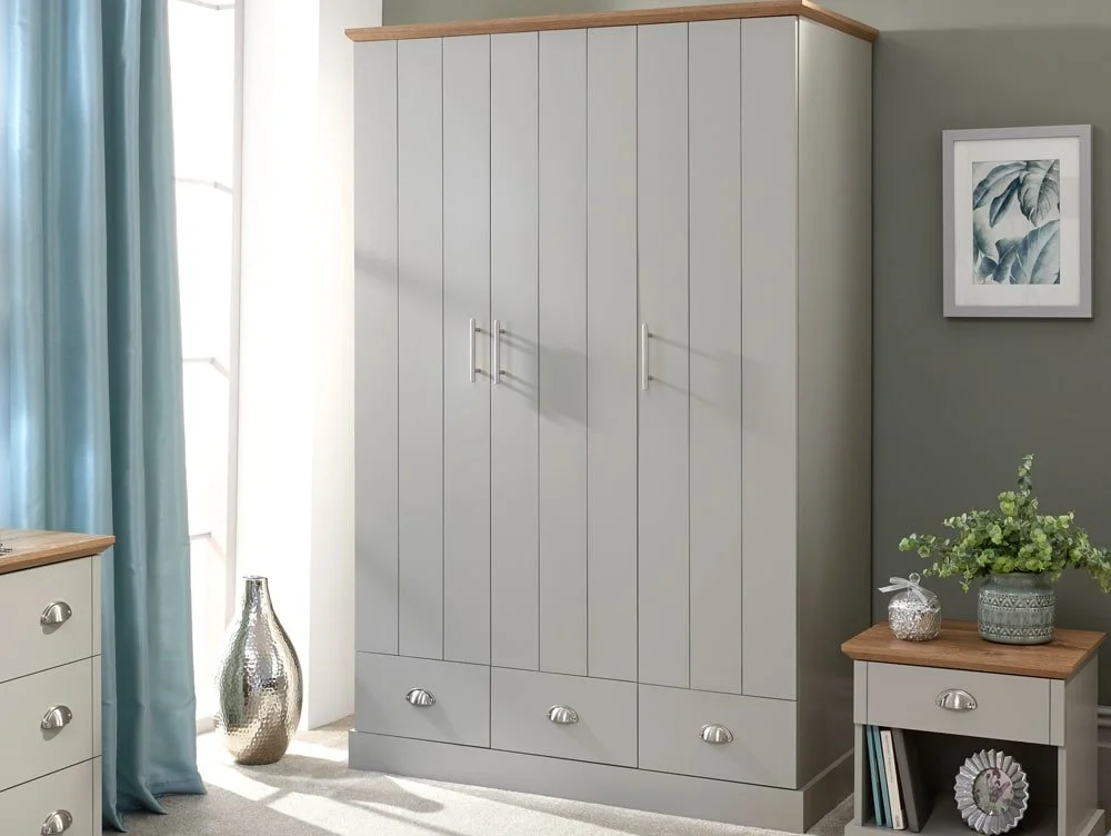 GFW GFW Kendal Light Grey and Oak 4 Piece Bedroom Furniture Set