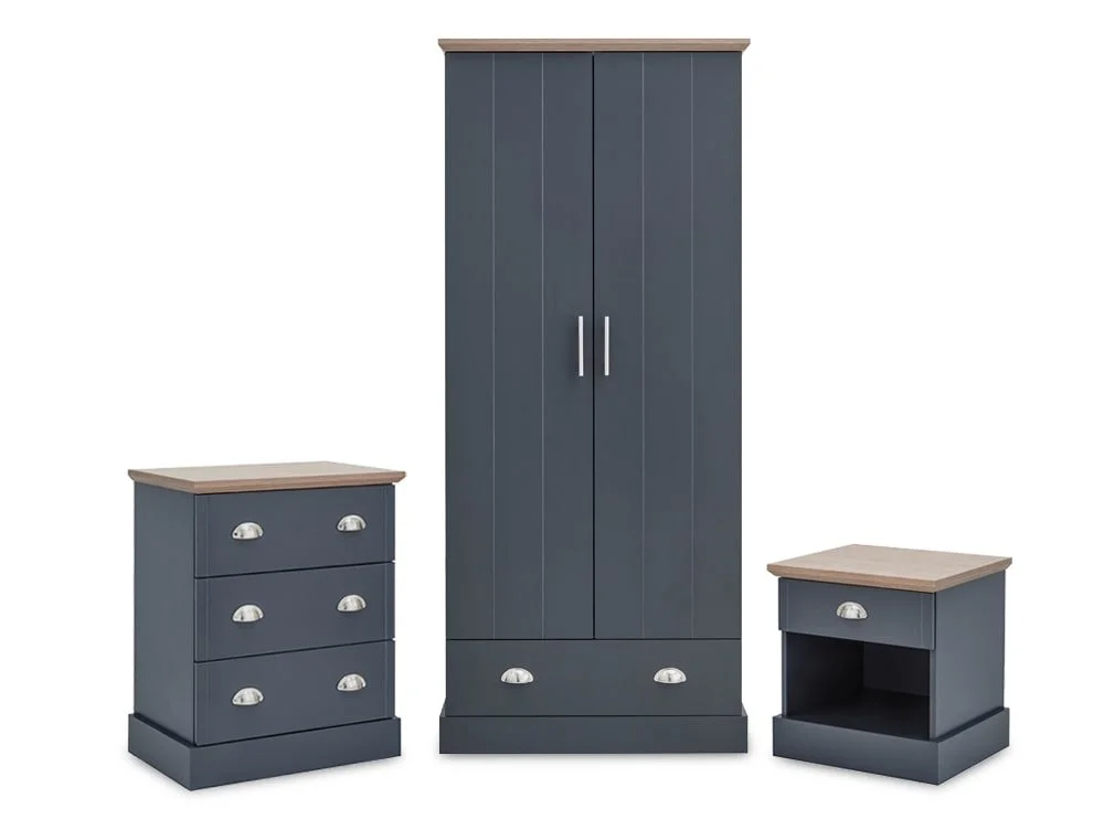 GFW GFW Kendal Slate Blue and Oak 3 Piece Bedroom Furniture Set