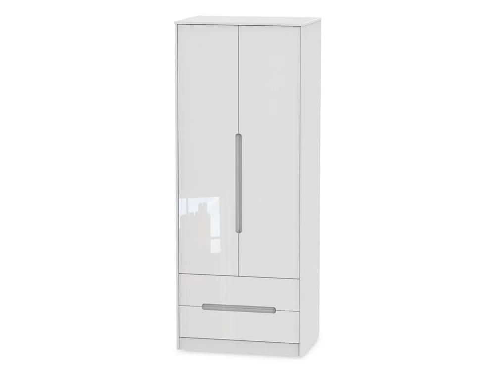 Welcome Welcome Monaco Gloss 2 Door 2 Drawer Tall Double Wardrobe (Assembled)