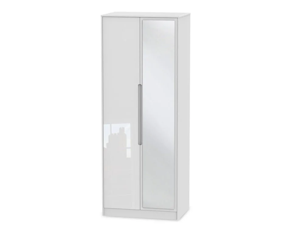 Welcome Welcome Monaco Gloss 2 Door Tall Mirrored Double Wardrobe (Assembled)