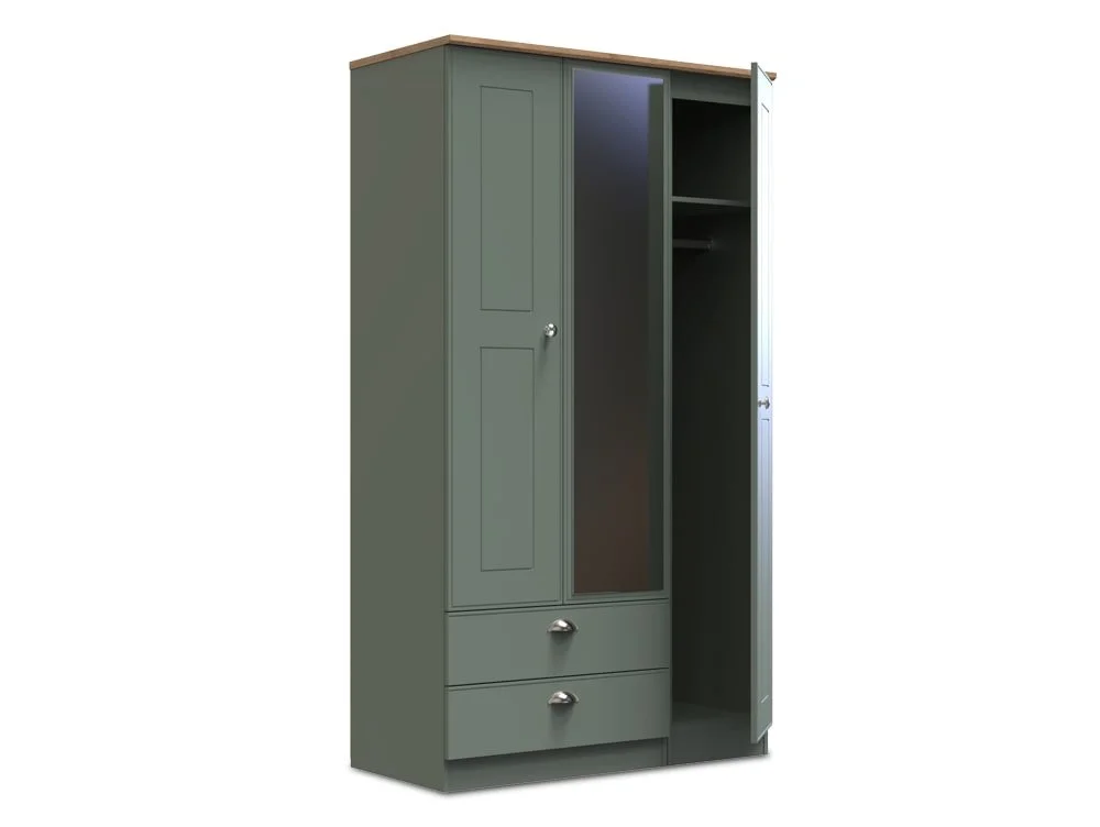 Welcome Welcome Victoria 3 Door 2 Drawer Tall Mirrored Triple Wardrobe (Assembled)