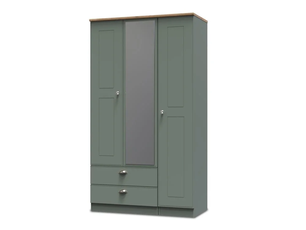 Welcome Welcome Victoria 3 Door 2 Drawer Mirrored Triple Wardrobe (Assembled)