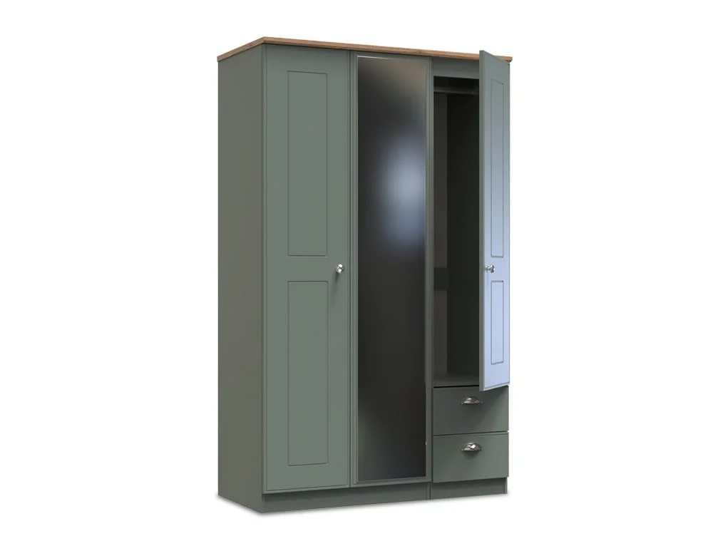 Welcome Welcome Victoria 3 Door 2 Small Drawer Tall Mirrored Triple Wardrobe (Assembled)