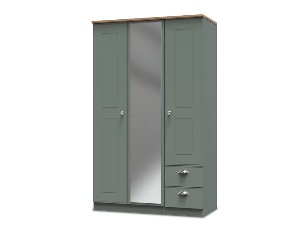 Welcome Welcome Victoria 3 Door 2 Small Drawer Tall Mirrored Triple Wardrobe (Assembled)