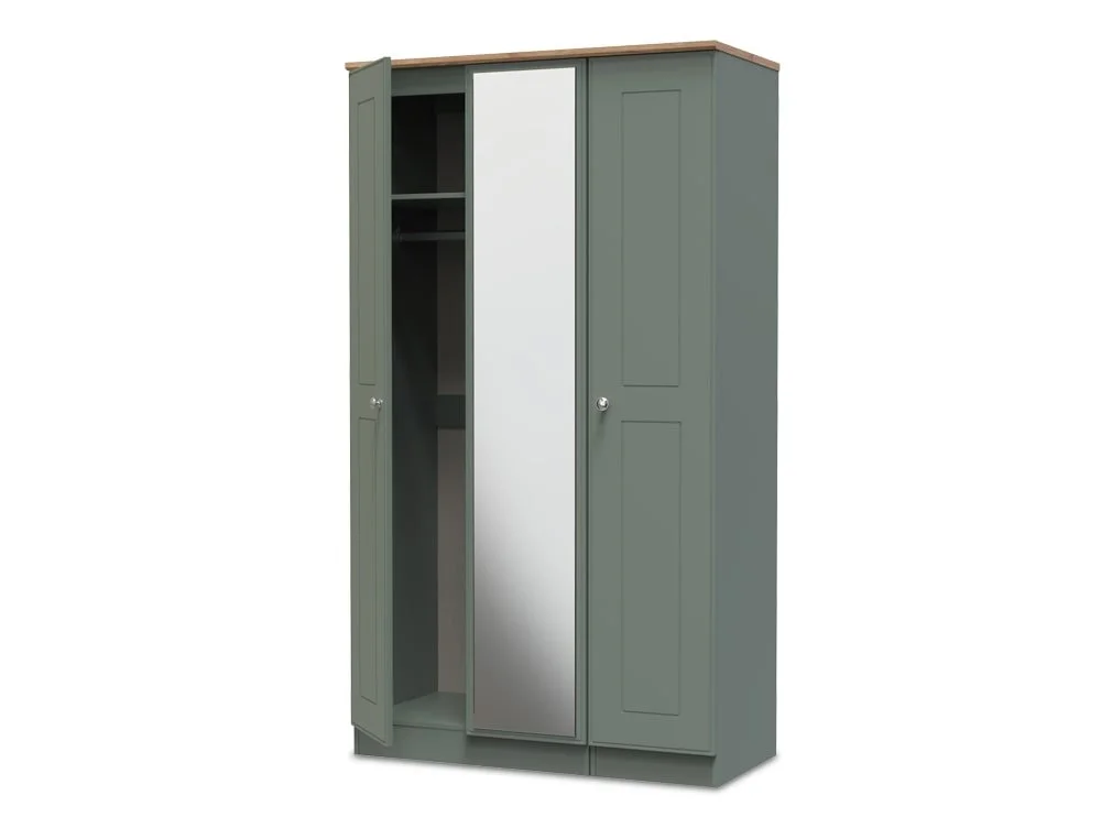 Welcome Welcome Victoria 3 Door Tall Mirrored Triple Wardrobe (Assembled)