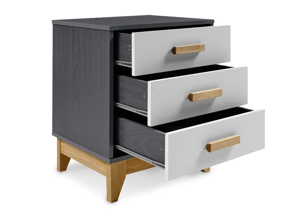 Seconique Seconique Cleveland Grey and White 3 Drawer Bedside Table