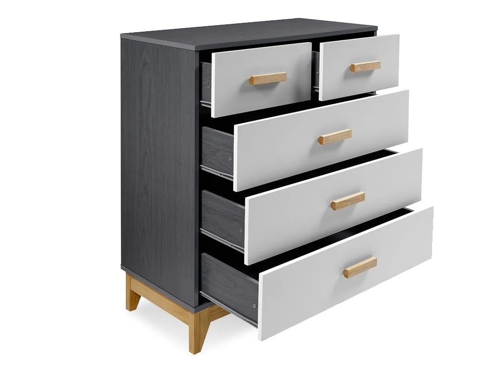 Seconique Seconique Cleveland Grey and White 3+2 Drawer Chest of Drawers