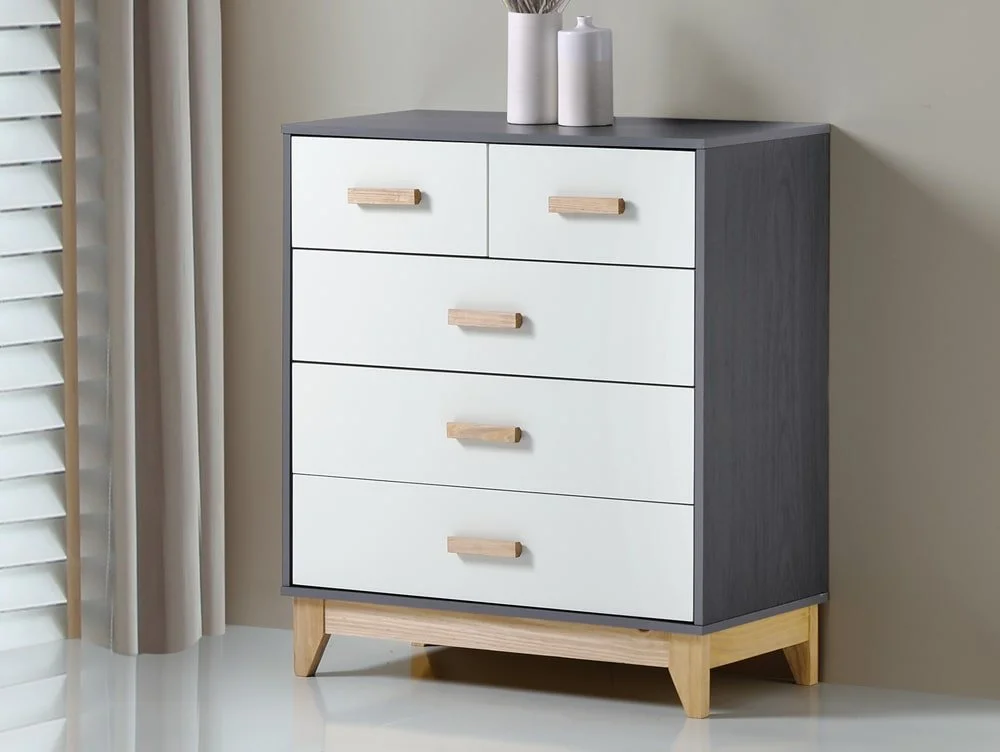 Seconique Seconique Cleveland Grey and White 3+2 Drawer Chest of Drawers