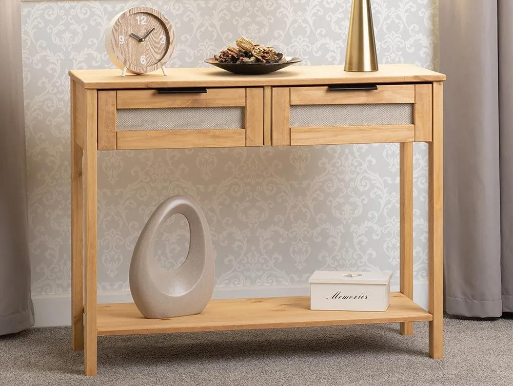 Seconique Seconique Corona Rattan and Pine 2 Drawer Console Table