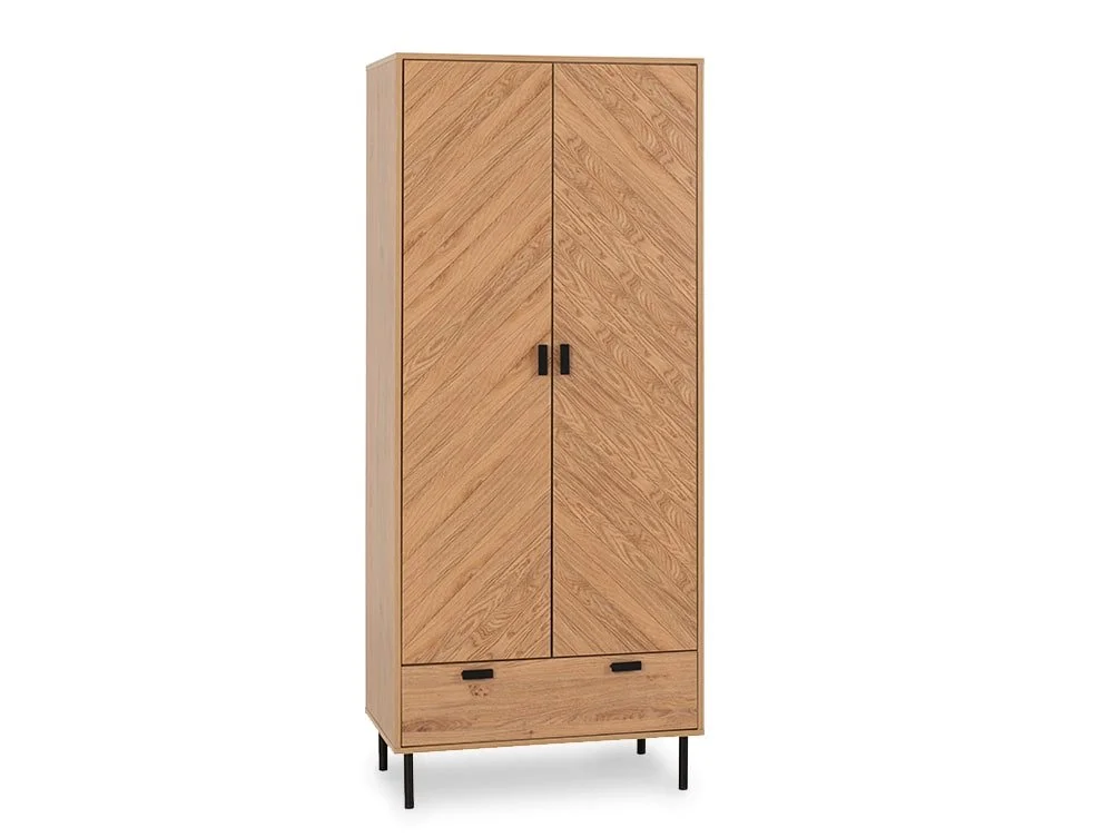 Seconique Seconique Leon Oak 2 Door 1 Drawer Double Wardrobe