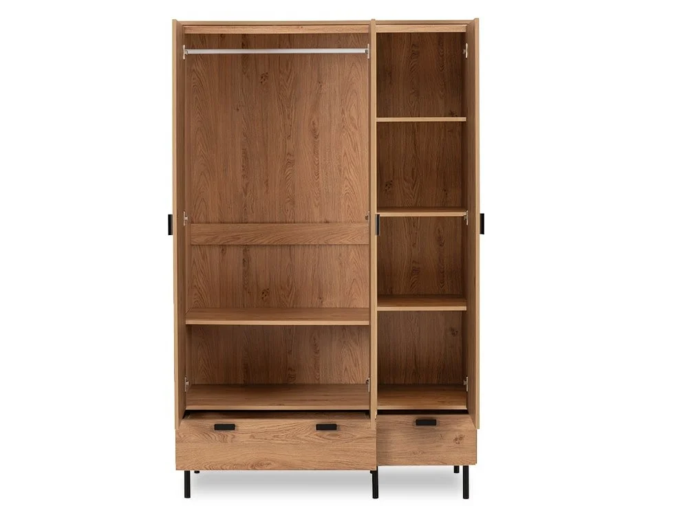 Seconique Seconique Leon Oak 3 Door 2 Drawer Triple Wardrobe