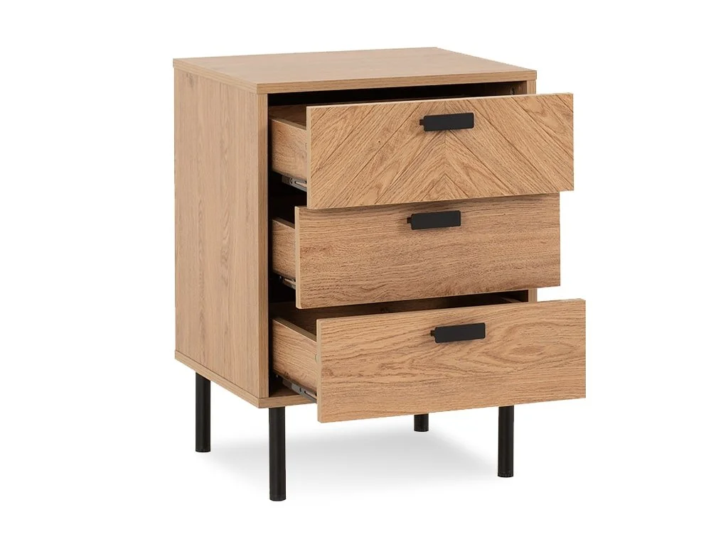 Seconique Seconique Leon Oak 3 Drawer Bedside Table