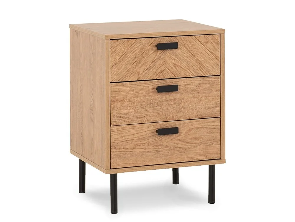 Seconique Seconique Leon Oak 3 Drawer Bedside Table