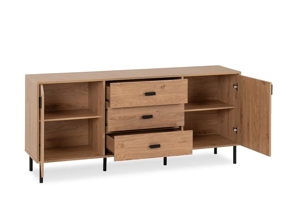 Seconique Seconique Leon Oak 2 Door 3 Drawer Sideboard