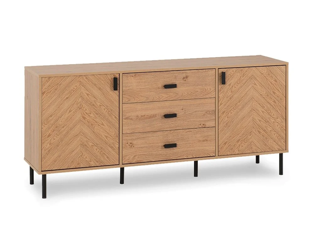 Seconique Seconique Leon Oak 2 Door 3 Drawer Sideboard