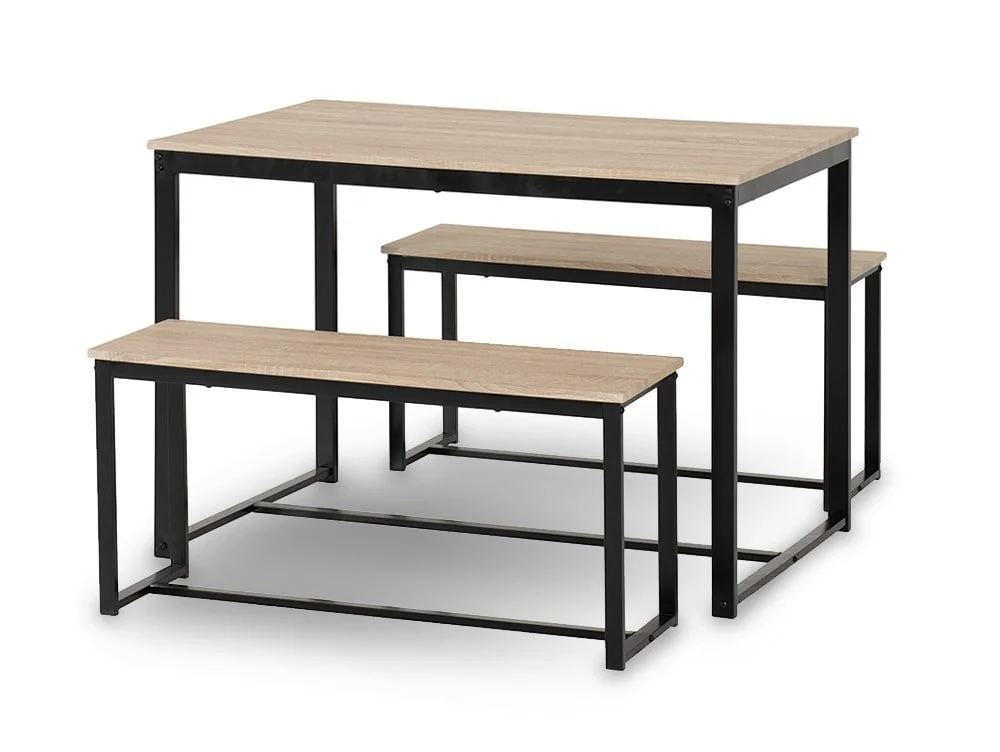 Seconique Seconique Lincoln Sonoma Oak Dining Table and 2 Bench Set