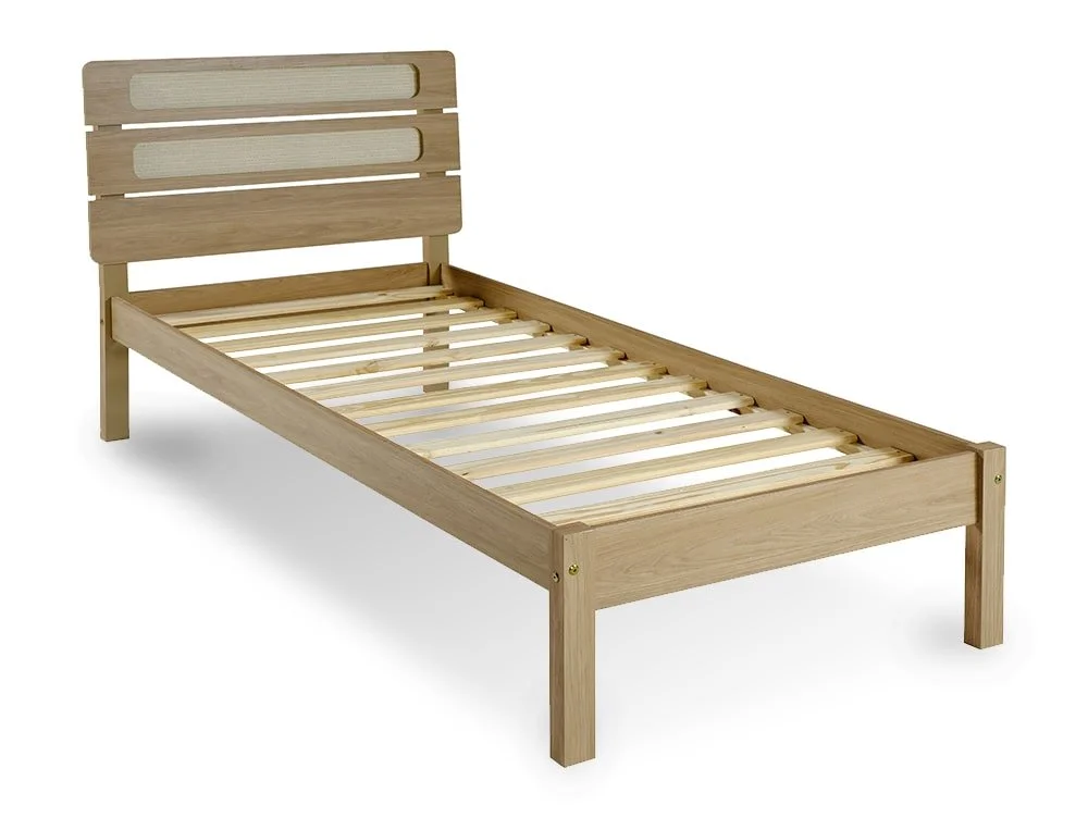 Seconique Seconique Santana 3ft Single Rattan and Light Oak Wooden Bedframe