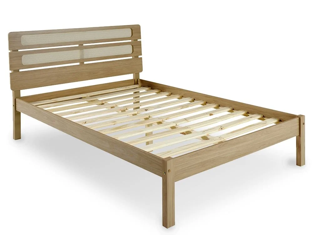 Seconique Seconique Santana 4ft6 Double Rattan and Light Oak Wooden Bedframe