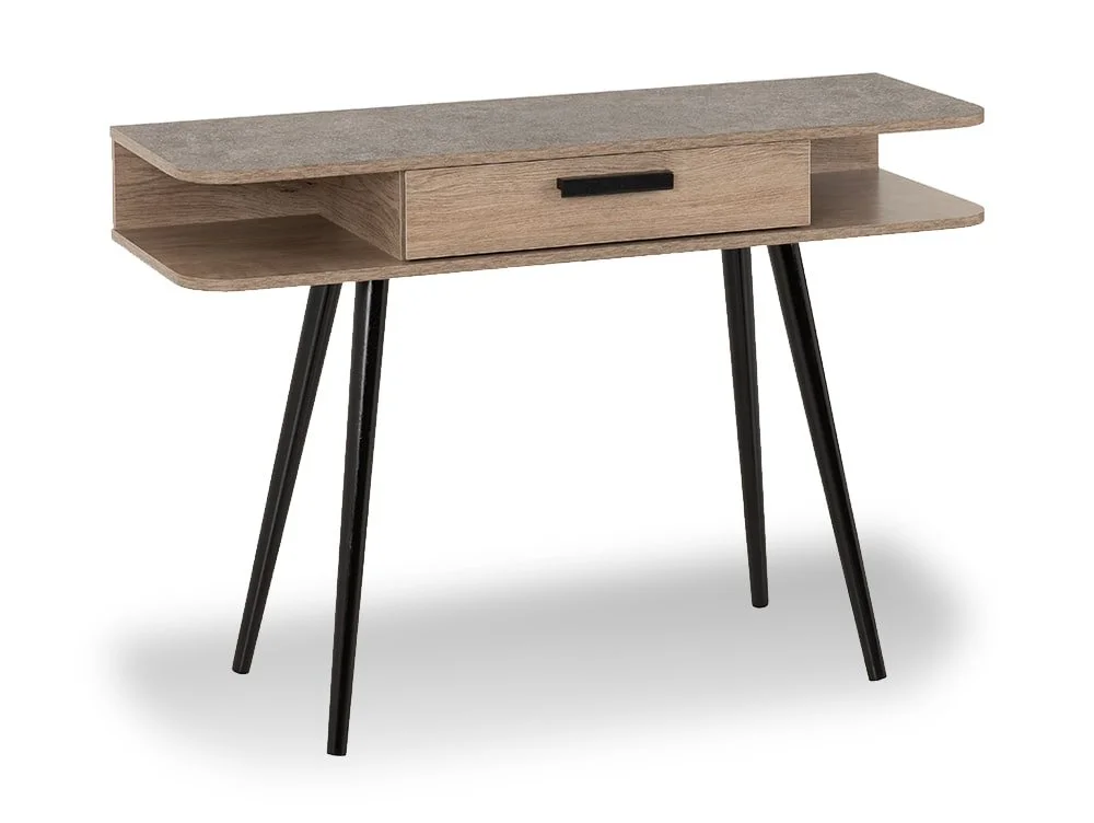 Seconique Seconique Saxton Mid Oak and Concrete Effect 1 Drawer Console Table