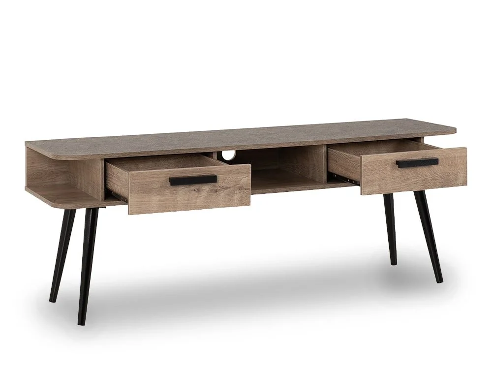 Seconique Seconique Saxton Mid Oak and Concrete Effect 2 Drawer TV Cabinet