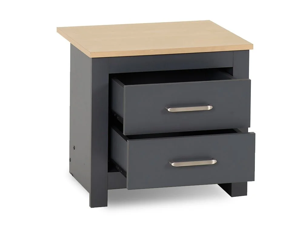 Seconique Seconique Portland Grey and Oak 2 Drawer Bedside Table