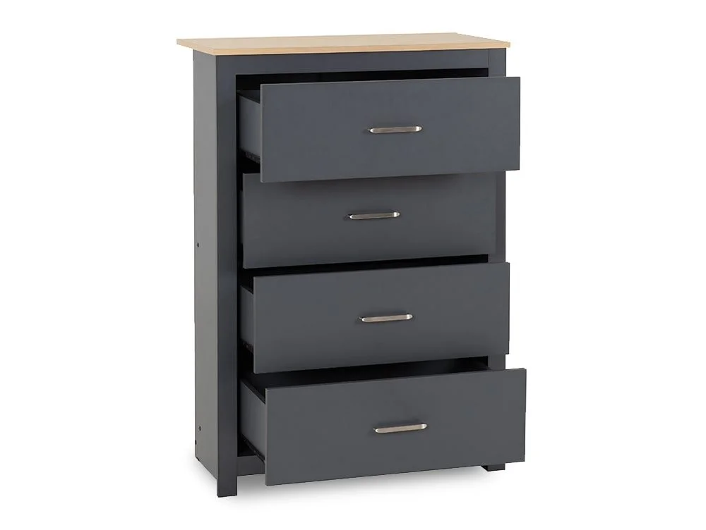 Seconique Seconique Portland Grey and Oak 4 Drawer Chest of Drawers