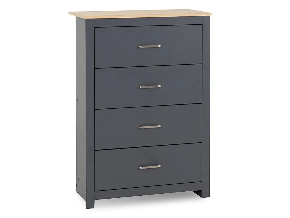 Seconique Seconique Portland Grey and Oak 4 Drawer Chest of Drawers