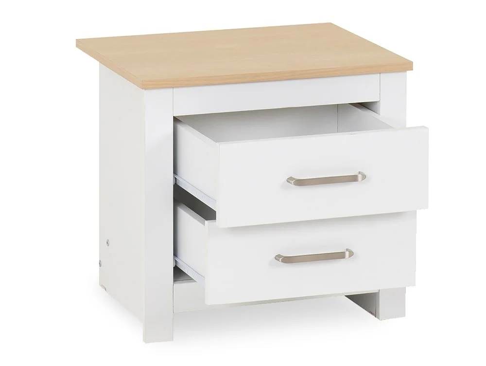 Seconique Seconique Portland White and Oak 2 Drawer Bedside Table