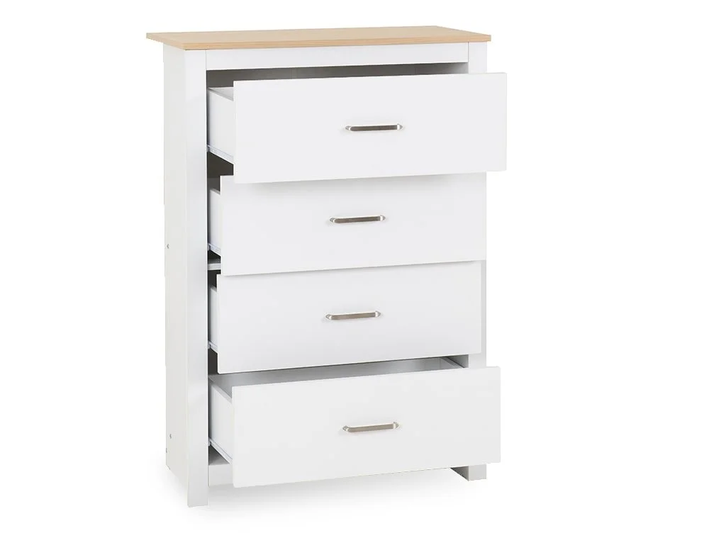 Seconique Seconique Portland White and Oak 4 Drawer Chest of Drawers