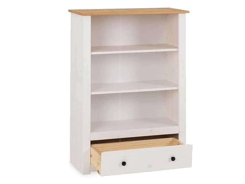 Seconique Seconique Panama White and Waxed Pine 1 Drawer Bookcase