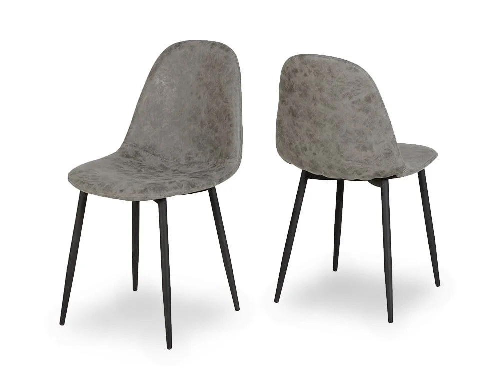 Seconique Seconique Athens Set of 2 Grey Faux Leather Dining Chairs