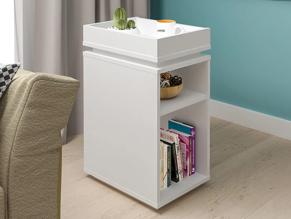 Seconique Seconique Naples White Side Table with Shelf