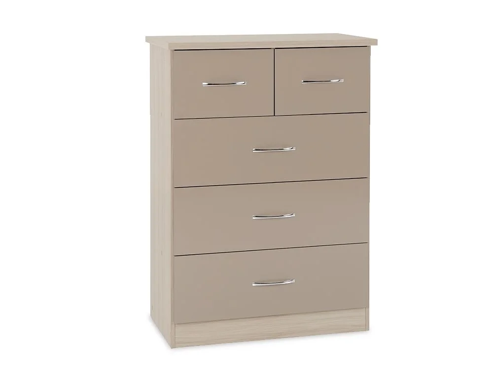 Seconique Seconique Nevada Oyster Gloss and Oak 4 Piece Large Bedroom Furniture Package