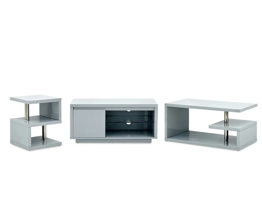 GFW GFW Polar Grey High Gloss 3 Piece Living Room Furniture Set