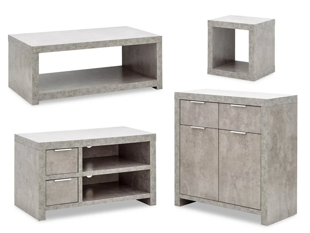 GFW GFW Bloc Concrete Effect 4 Piece Living Room Furniture Set