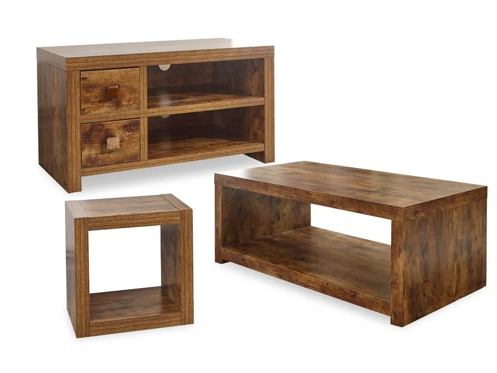 GFW GFW Jakarta Mango Wood Effect 3 Piece Living Room Furniture Set