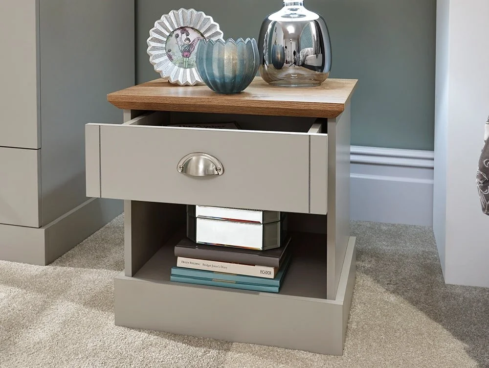 GFW GFW Kendal Light Grey and Oak Pair of 2 Bedside Tables