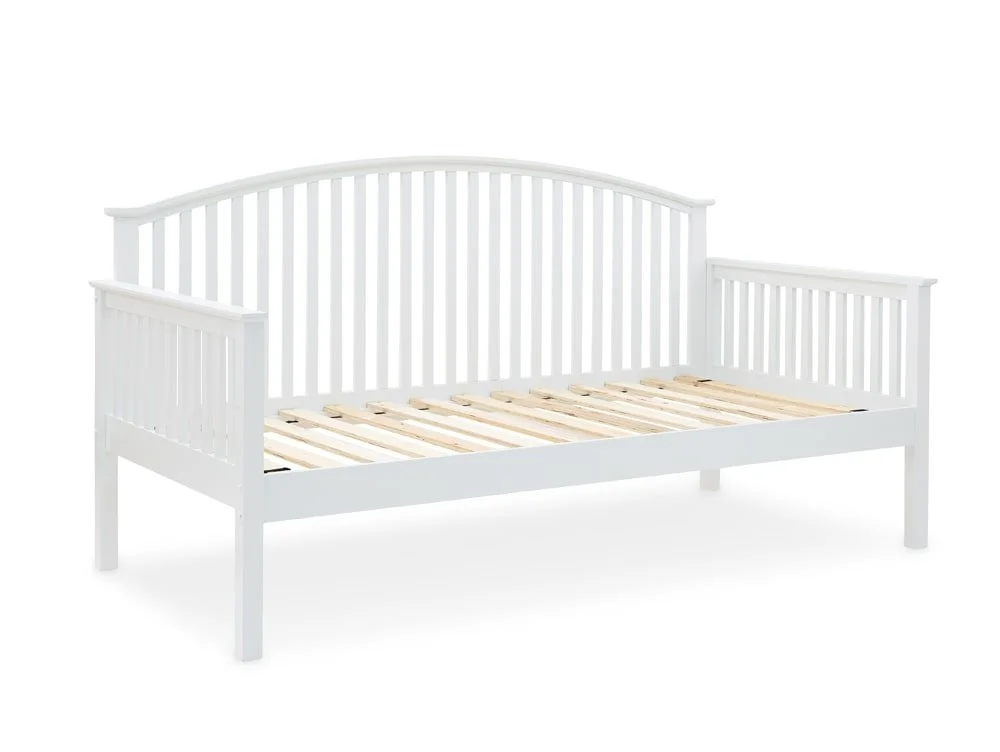 GFW GFW Madrid 3ft Single White Wooden Day Bed with Guest Bed Frame