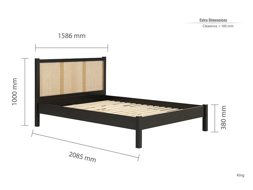 Birlea Furniture & Beds Birlea Croxley 5ft King Size Rattan and Black Wooden Bed Frame