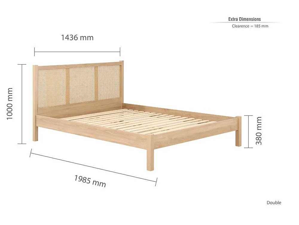 Birlea Furniture & Beds Birlea Croxley 4ft6 Double Rattan and Oak Wooden Bed Frame