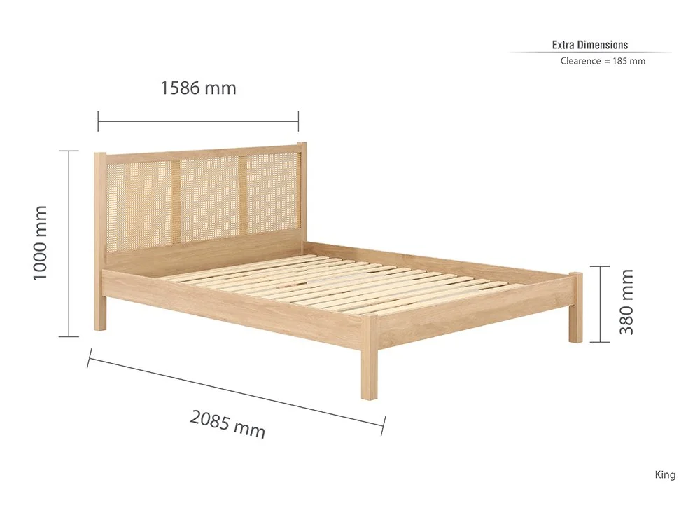 Birlea Furniture & Beds Birlea Croxley 5ft King Size Rattan and Oak Wooden Bed Frame