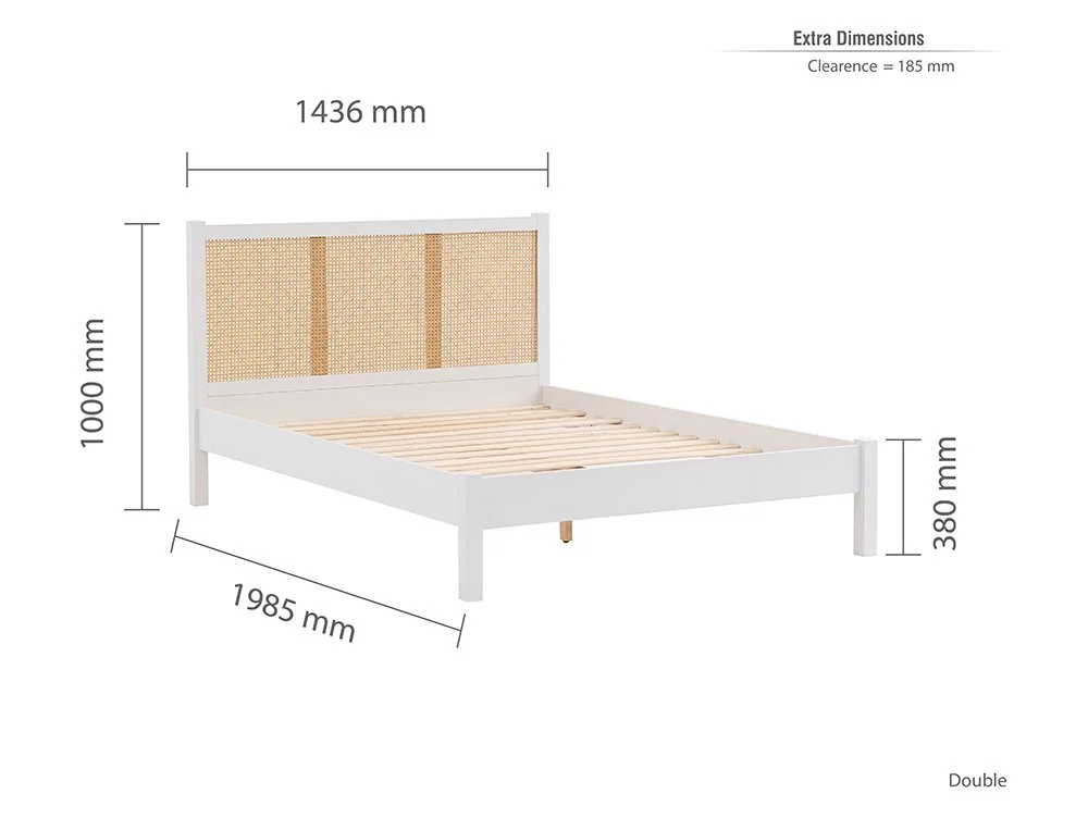 Birlea Furniture & Beds Birlea Croxley 4ft6 Double Rattan and White Wooden Bed Frame